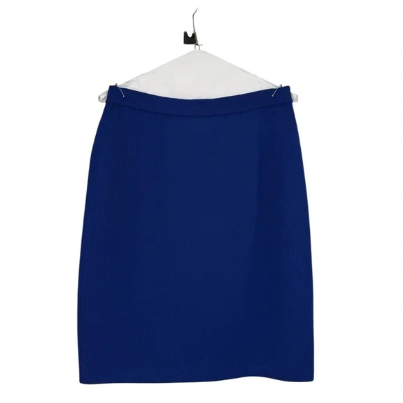 St. John Evening Blue Knit Bib Skirt Suit Jacket 12 Skirt 8 Embellished Peacock - Picture 4 of 16